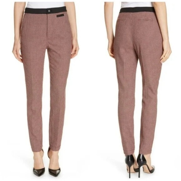 Jason Wu Pants - $350 GREY JASON WU Milano Stretch Skinny Pants Houndstooth Plaid Red Multi 4